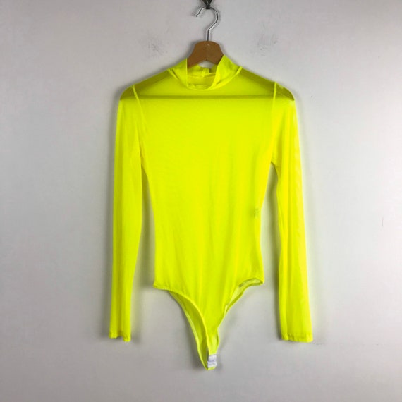 90s vintage neon bodysuit, neon top