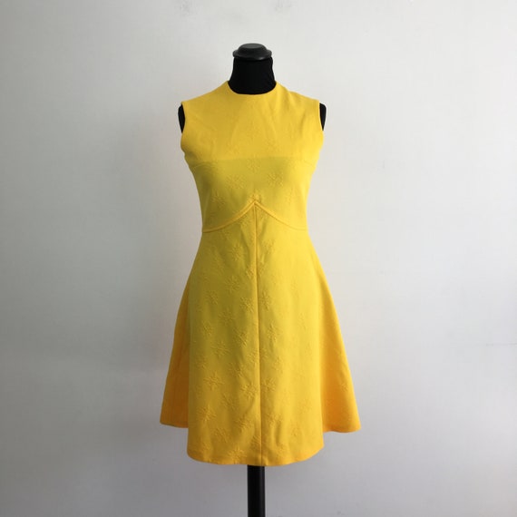 60s vintage yellow dress, 60s mini dress, 1960s mo