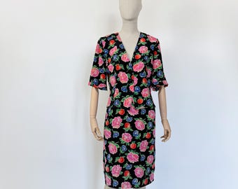 Vintage UNGARO Silk Skirt Suit, 90s Floral Designer Set