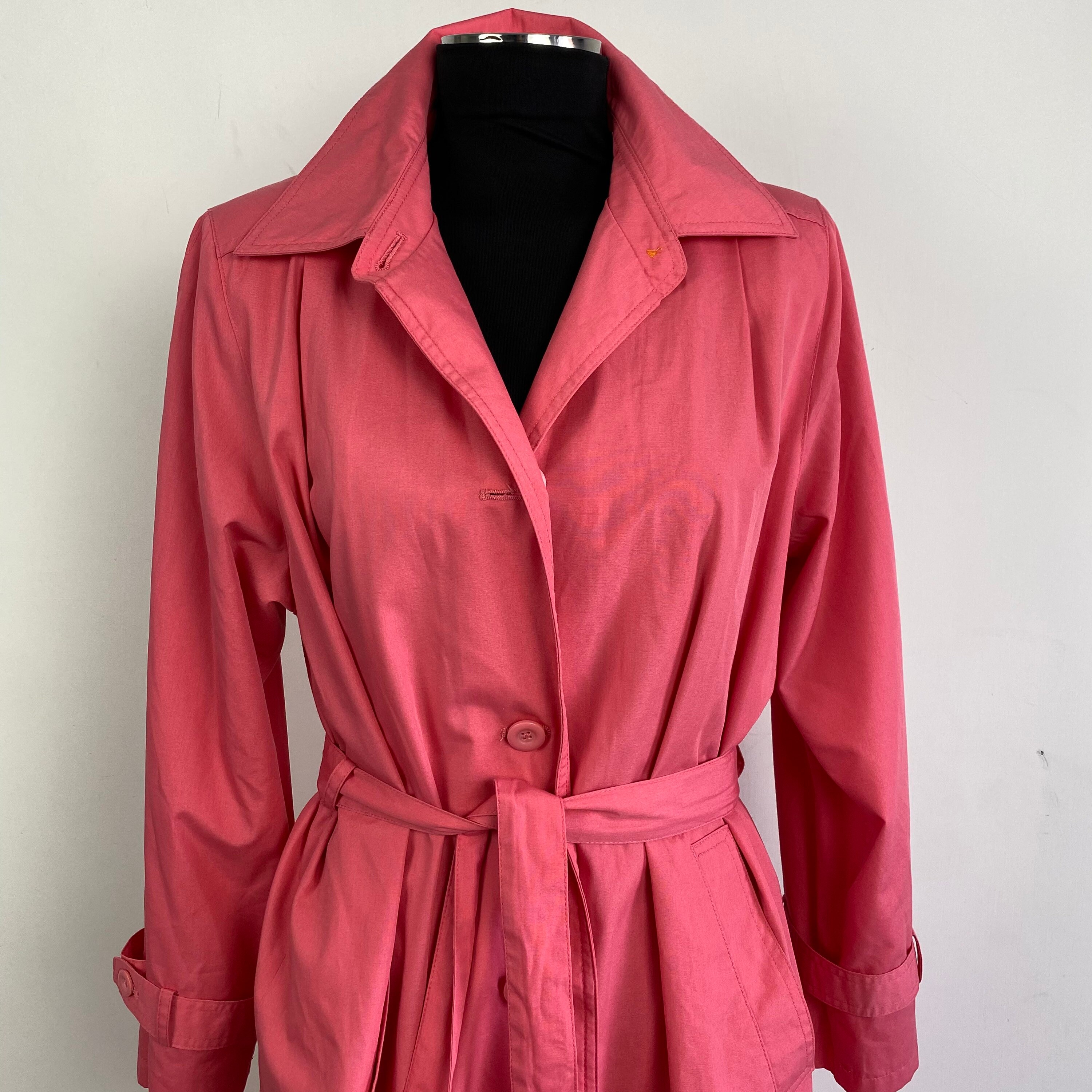 Vintage 90s Pink Trench Coat Long Trench Coat Belted Coat - Etsy
