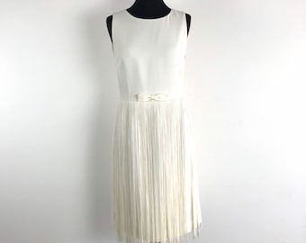 Vestido vintage MOSCHINO, vestido blanco con flecos