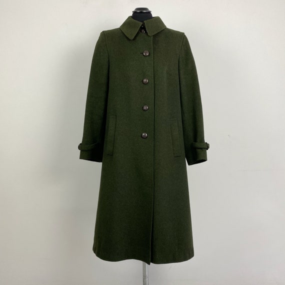 90s vintage loden women coat, green wool coat