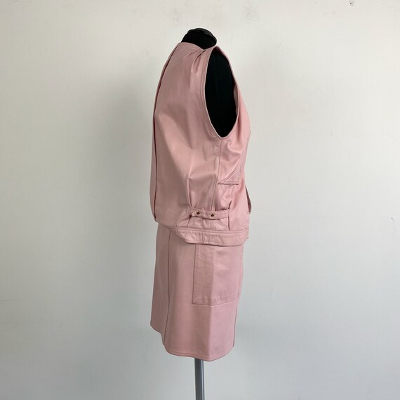 90s vintage pink leather set, pink leather skirt,… - image 3