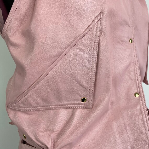 90s vintage pink leather set, pink leather skirt,… - image 7