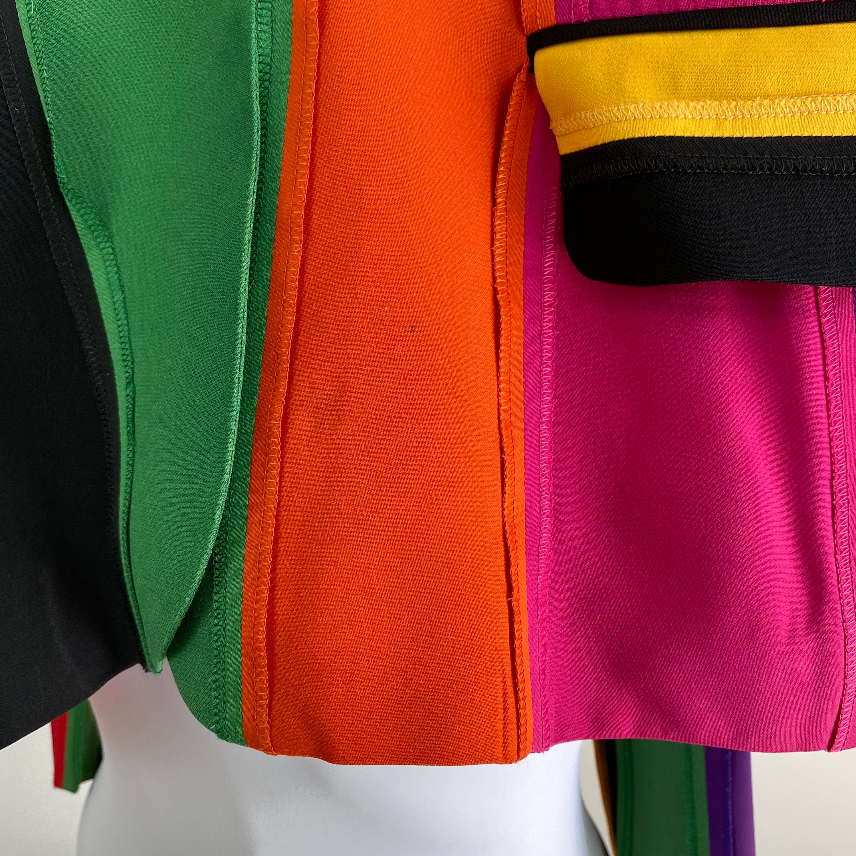 Vintage 90s MOSCHINO Couture Skirt Suit: Rainbow Stripe Jacket - Etsy