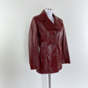 Vintage 70s burgundy leather jacket, burgundy red jacket, burgundy jacket, 70s jacket, 1970s jacket, 70s retro jacket, 70s leather coat image 3