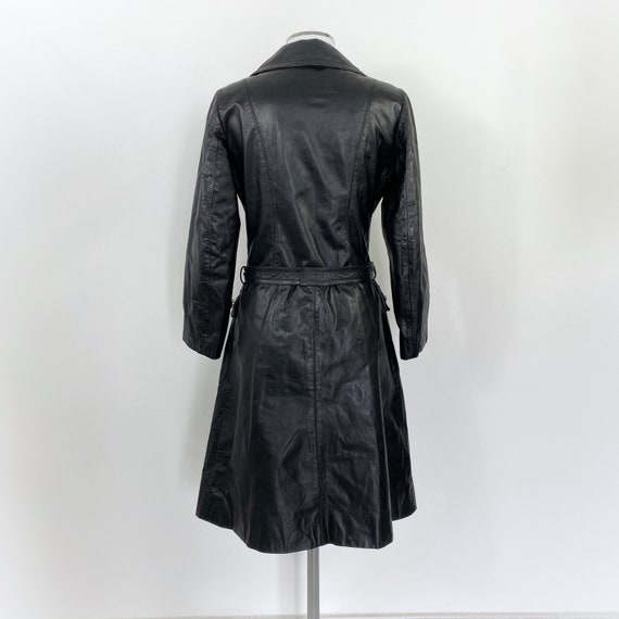 Vintage black leather trench coat, real leather coat,… - Gem