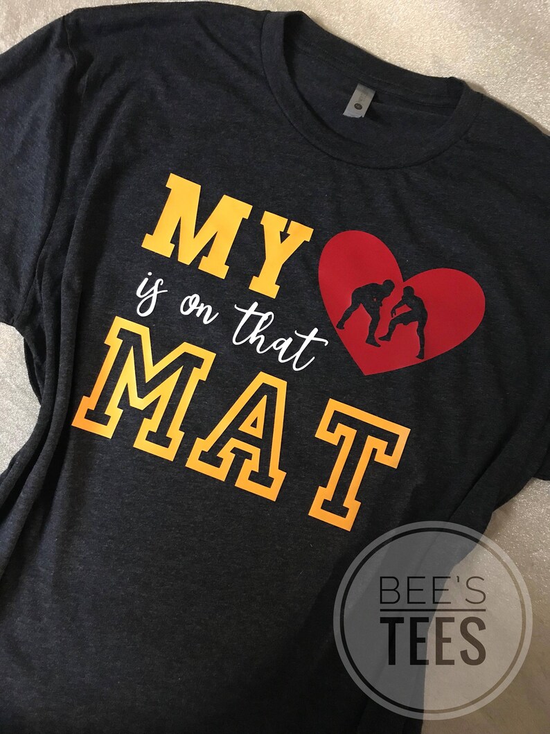 My Heart Is On That Mat Shirt Wrestling Shirt Wrestling Mom Etsy