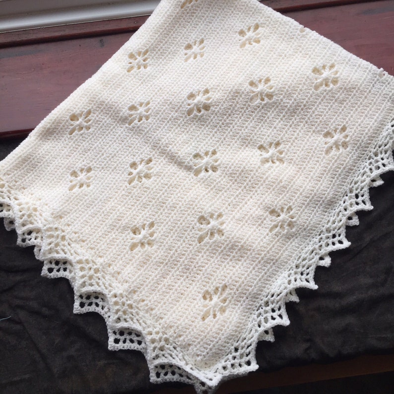 Crochet Baby Shawl With Diamond Lacy Design Etsy UK