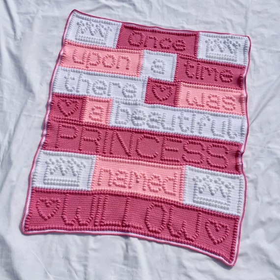 princess appliques blanket Once upon a time crochet baby blanket