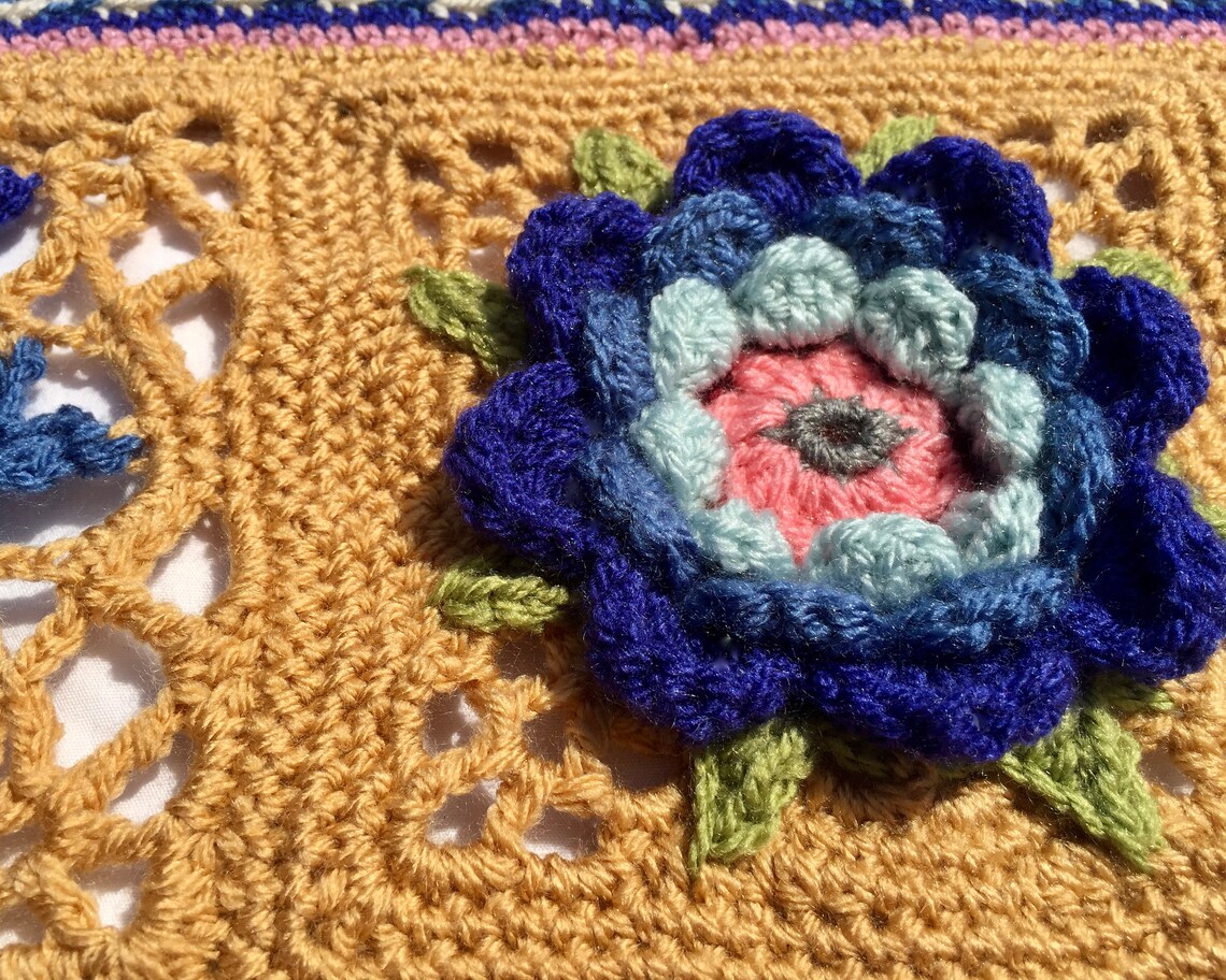 Fruit Garden Crochet Blanket Arts and Crafts Style Lap Etsy