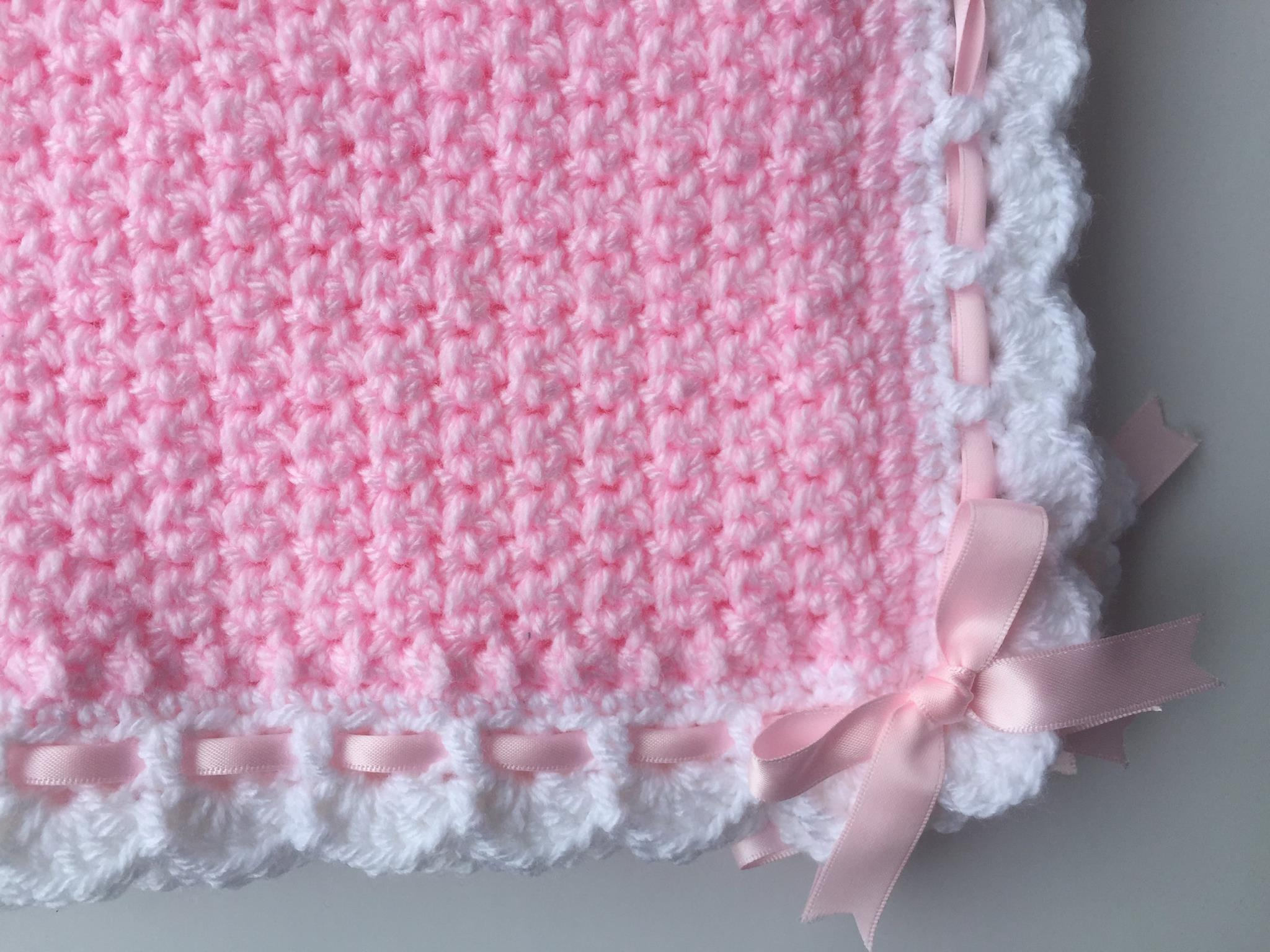 Crochet baby blanket with ribbon pattern clearance