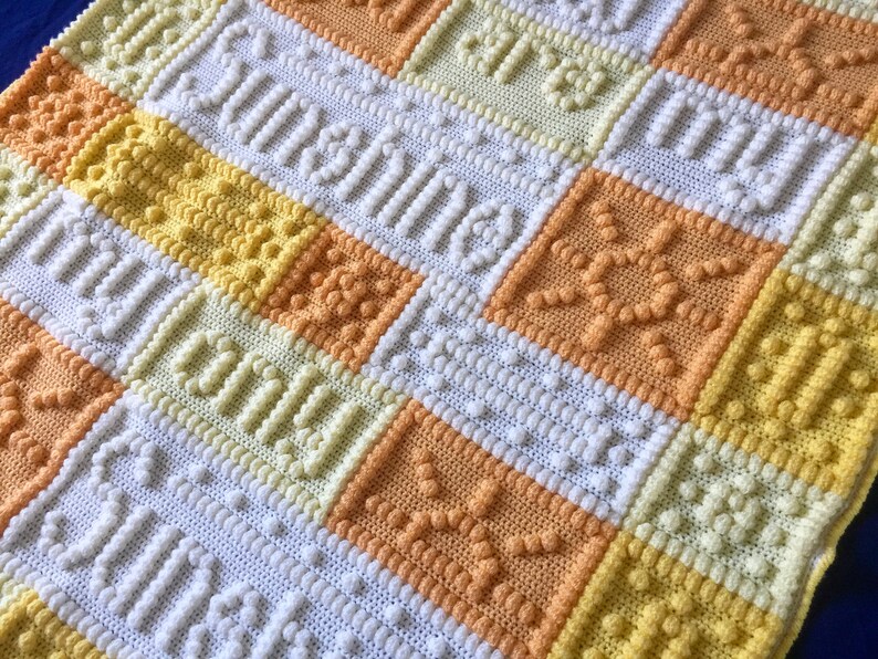 You are my sunshine crochet baby blanket can be personalised | Etsy