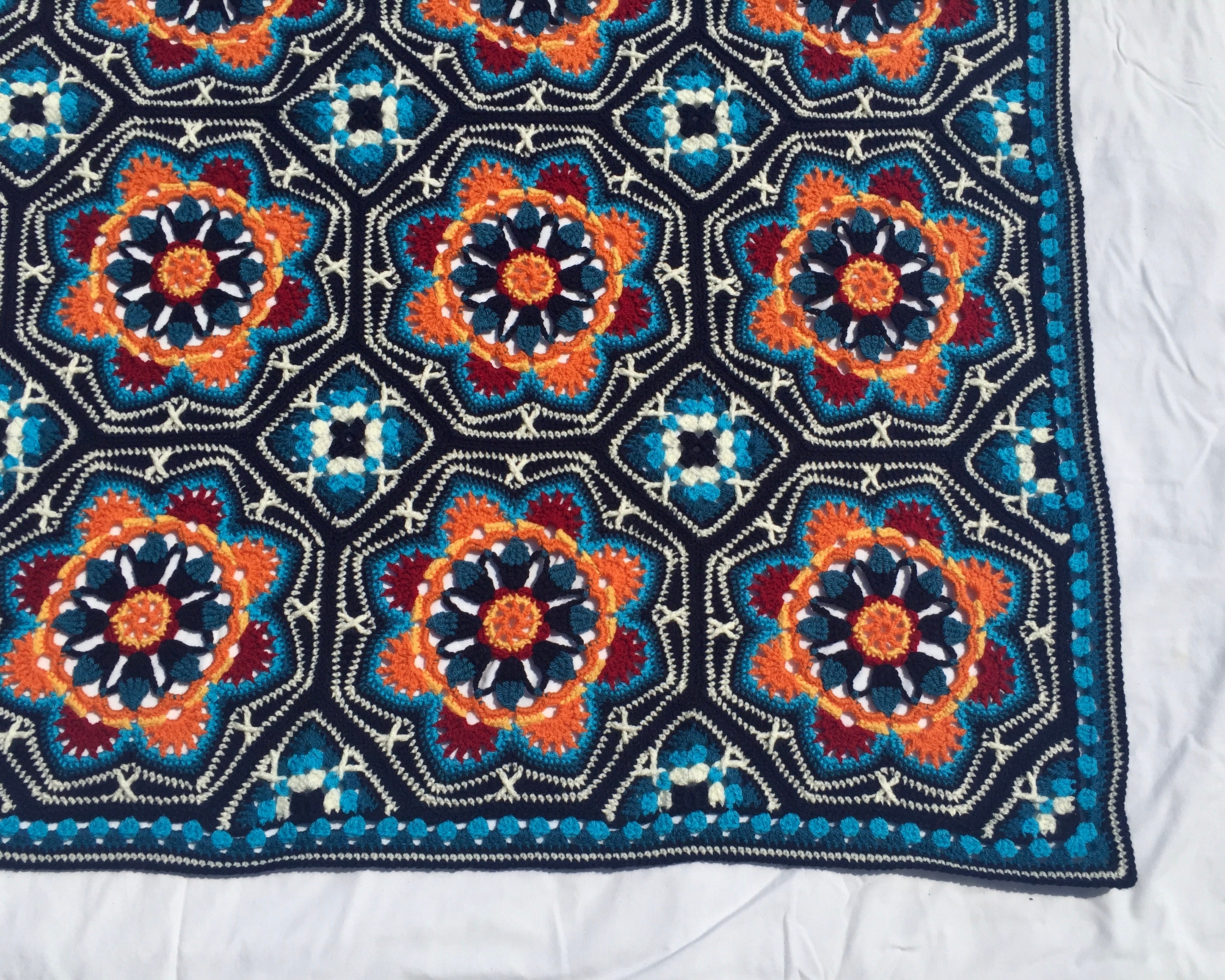 Persian Tiles Crochet Blanket Etsy