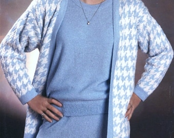 22 &quot;Houndstooth&quot; Fairisle Jacket with Basic Top (Audio Tutorial for Passap DUO 80 & E6000 Knitting Machine) Short-Cut Shapings (R)