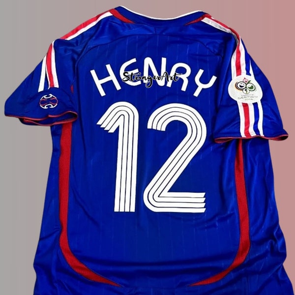 Retro France jersey, #12 Henry short jersey, France retro short jersey, vintage soccer shirt, vintage jersey, Euro jersey, football jersey