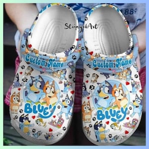 Customer Bluey Family Birthday Clog Shoes, Clogs Shoes For Men Women and Kid, Funny Clogs Crocs, Crocband, Halloween Gift, Gift For Her