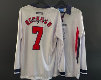 Retro England 1998 Beckham World Cup Classic Legacy Football Shirt , No #7 Beckham Jersey , Gift For Him, Gift For Fan