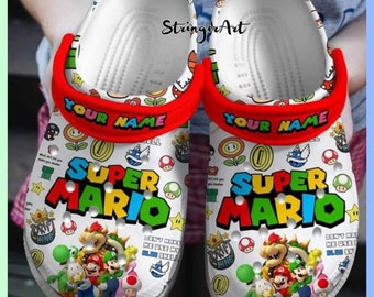 Customer Mario Shoes, Super Mario Shoes, Super Mario Sandals, Mario Summer Shoes, Custom Summer Shoes, Mens Sandals, Gift For Her