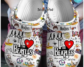 Custom Name The Beatles Shoes, The Beatles Summer Shoes, The Beatles Sandals, Rock And Roll Shoes, Music Band Sandals, Shoes For Men Womens