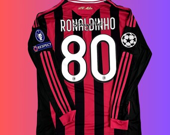 Retro AC Milan Champions League Final 2006-2007 Jersey retro, No #80 Ronaldinho Jersey Ac Milan,Vintage Ac Milan Jersey,Gift fan lovers R80