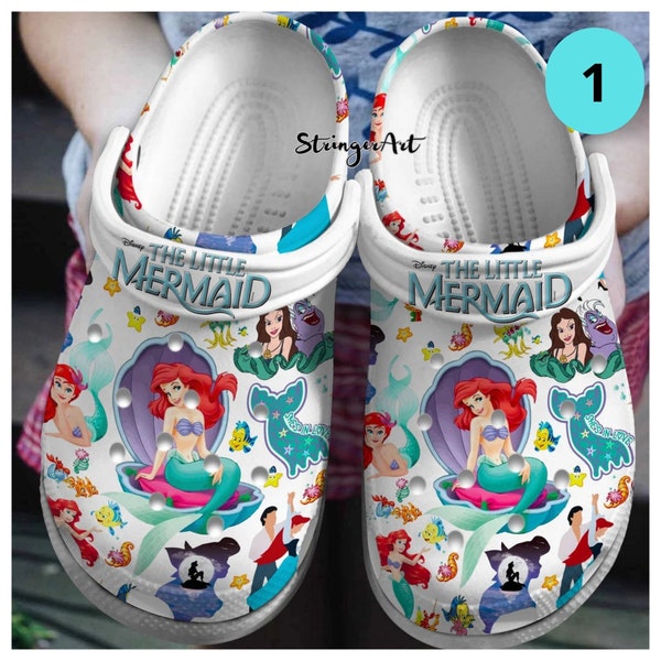 Custom Name The Little Mermaid Shoes, The Little Mermaid Summer Shoes, The Little Mermaid Sandals,  Shoes For Women/Men, Cartoon Fans Gifts