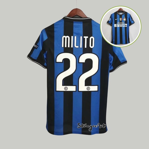 Retro Inter Milan Jersey, Inter Milan 2010 UCL Final Home Retro Football Shirt - Inter Milan Milito Jersey - Soccer Jersey, Milito jersey