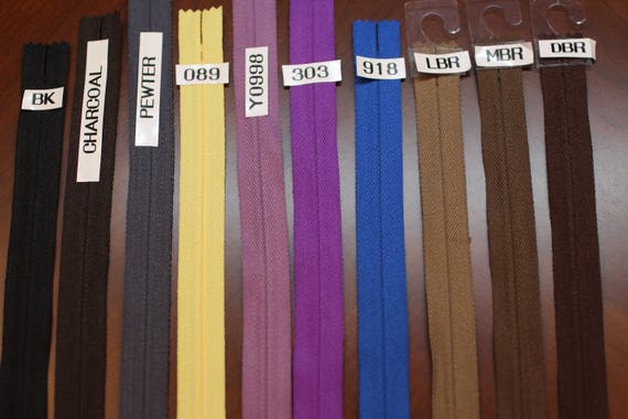 Zippers 14" Invisible.  All colors in stock.   YKK nylon #2.