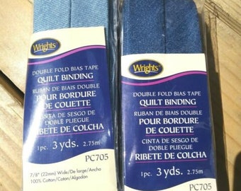 Wrights 117-706-515 Double Fold Quilt Binding Bias Tape Blue 3-Yard Wrights 117-706-515 Double Fold Quilt Binding Bias Tape Blue 3-Yard