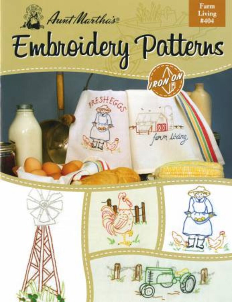 Aunt Martha's Iron on Embroidery Patterns. | Etsy