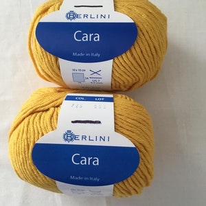 SALE:  2.98 Berlini yarn &quot;Cara&quot; available in 3 colors, golden olive, team yellow and macaw green.  50% wool 50 acrylic. Original price 5.99.