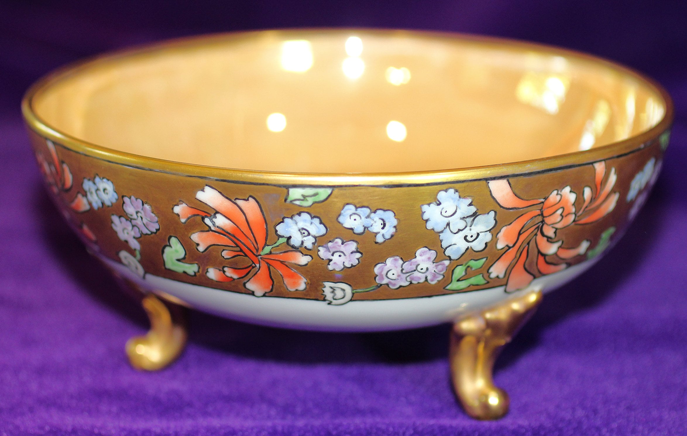 Limoges, France; Large, Hand Painted, Art Nouveau Footed Style