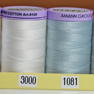 SALE:  Mettler cotton thread.  50 weight silk finished cotton quilting and embroidery thread.  Solid colors 547 yards.