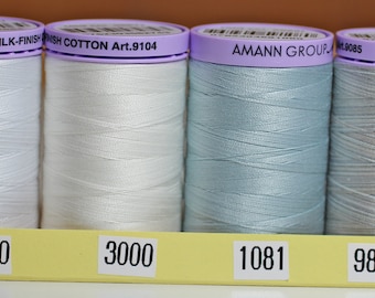 SALE:  Mettler cotton thread.  50 weight silk finished cotton quilting and embroidery thread.  Solid colors 547 yards.