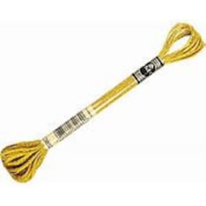 May include: A spool of DMC embroidery floss in a bright yellow color. The floss is wound around a cardboard spool with a black label that reads "DMC Cotton Embroidery Floss".