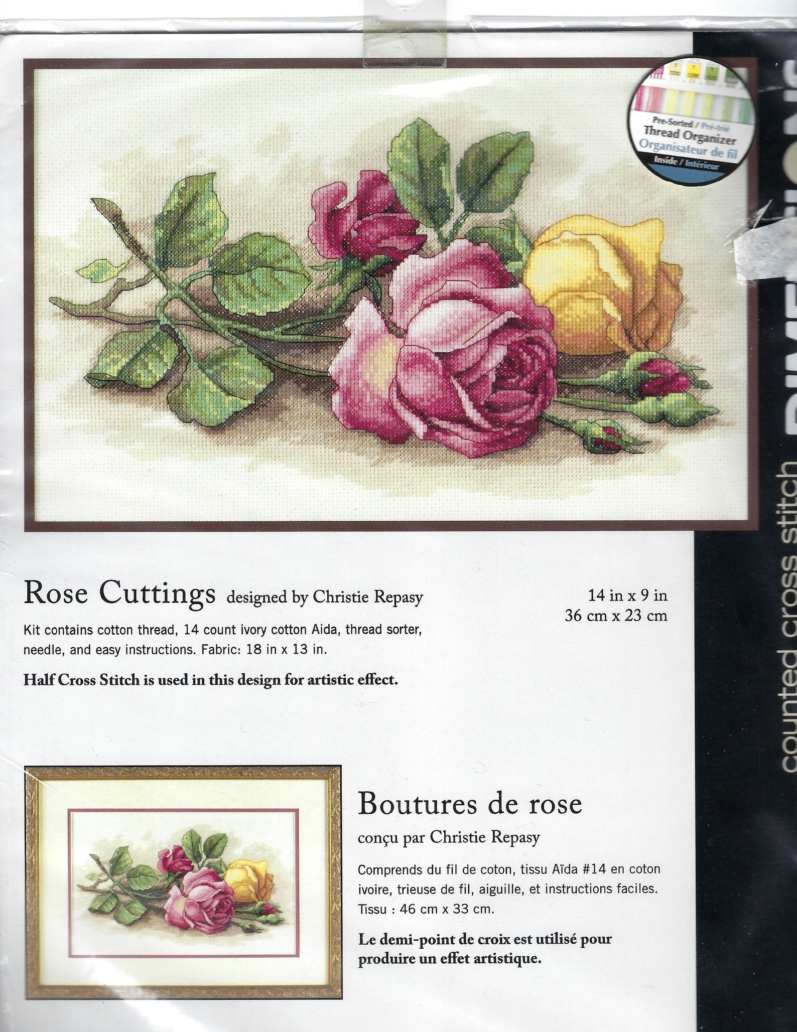 DIMENSIONS Black And White Hens Counted Cross Stitch Kit 14 Ct. Light Blue A