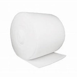 Puede incluir: Un rollo blanco de material filtrante para sistemas de filtración de aire. El material es suave y esponjoso, y está diseñado para atrapar polvo, polen y otros alérgenos.