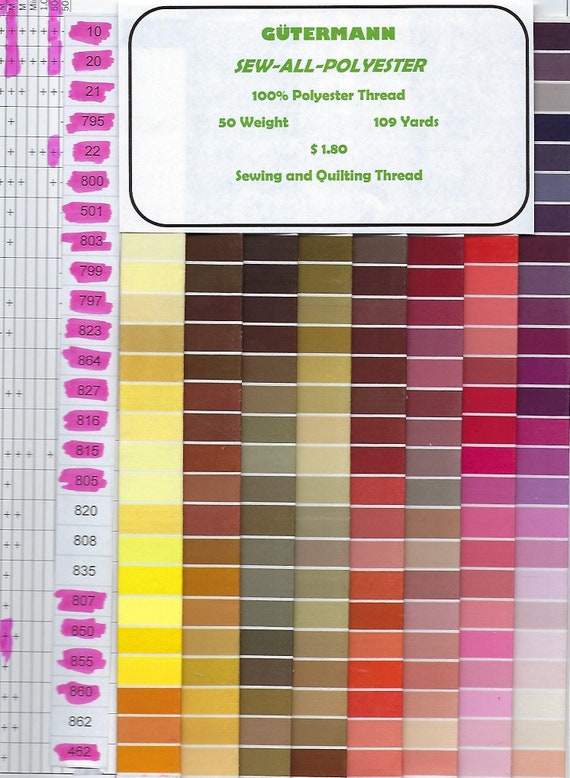 Gutermann Thread Color Chart For Sale