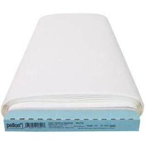 May include: White Pellon 100% Year 'n'  Year fusible interfacing, 45 inches wide, 2 yards long.  The interfacing is folded and packaged in a blue box with the Pellon logo.