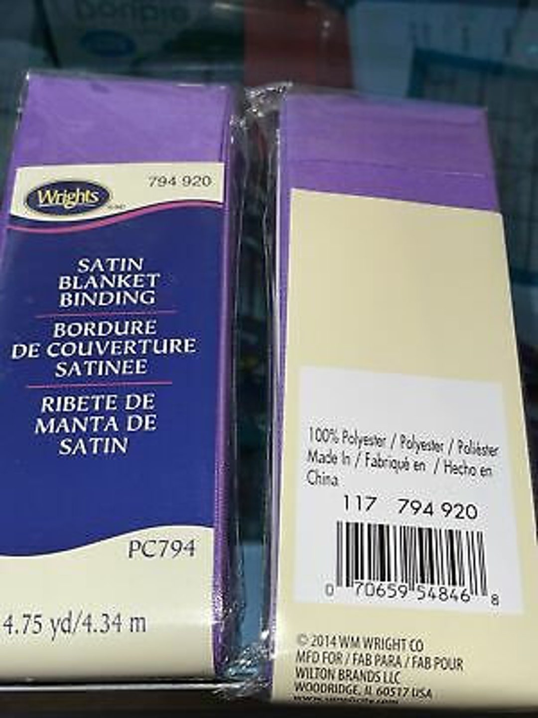 Blanket Binding Satin Lavender 4 3/4 yds. x 2 100% Polyester Satin Blanket Binding