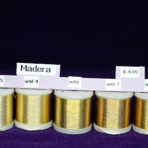 Madeira metallic thread.  This is a 40 weight, 200m (220 yards) thread.