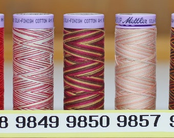 Mettler cotton thread variegated.  109 yards of silk finished cotton.   50 weight for quilting, machine embroidery and sewing.