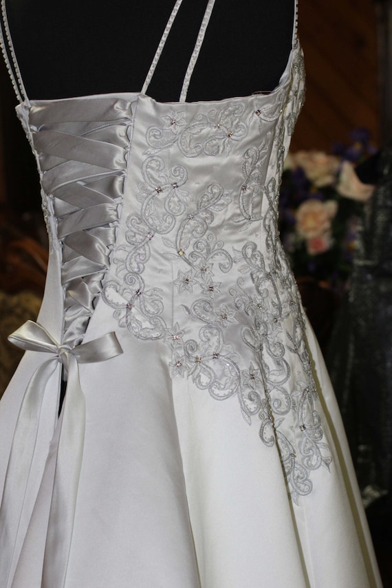 white silver wedding dress
