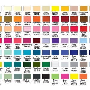 May include: A color chart with 100 different color swatches, each with a name and a corresponding number. The colors are arranged in rows and columns, and they range from light to dark, and from cool to warm.