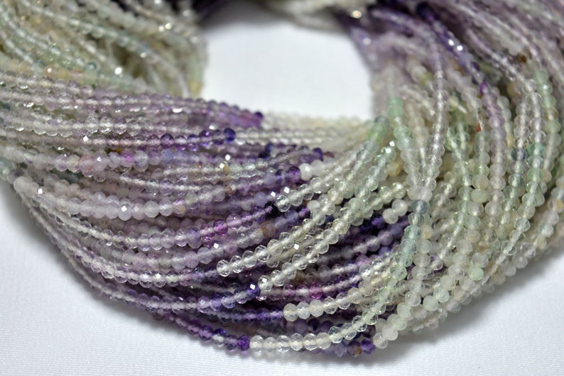 12.5 Inches 2.60mm Gemstone Rondelle Beads 10 Strand Fluorite Faceted Rondelle Gemstone Beads Shaded Fluorite Beads