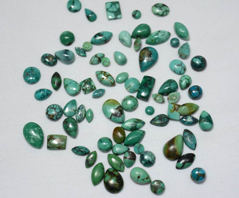 5x7mm To 9x13mm Each Aprrox Tibetan Turquoise Gemstone Stone Mix Shape Cabochons Gemstone 20 Pieces
