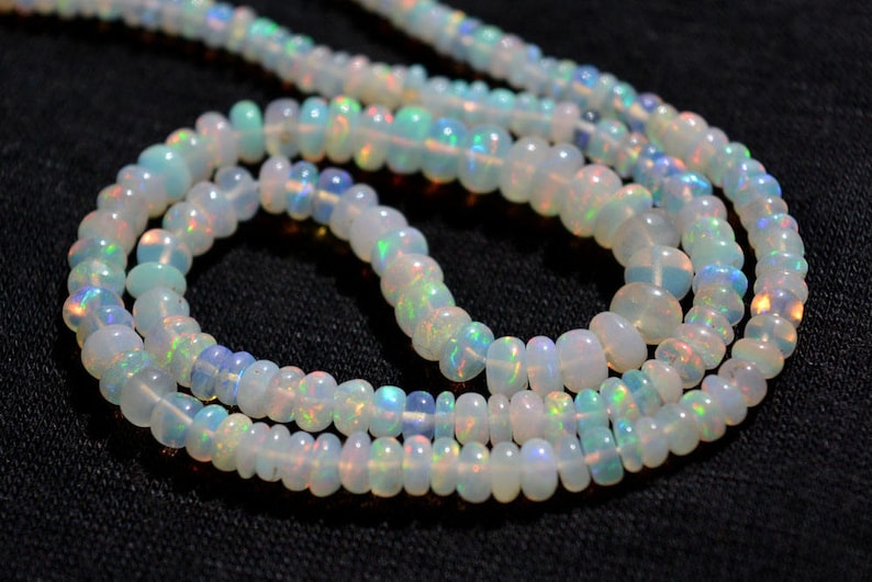 Ethiopian Opal Beads 3-7mm Welo Opal Natural Opal Plain Rondelle Beads 16 Inches Strand Smooth Opal Beads