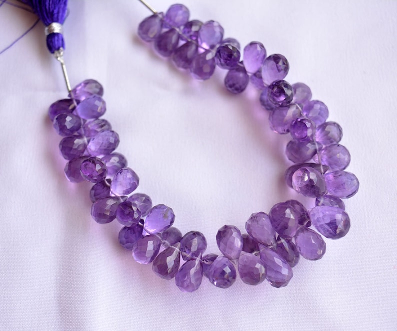 5x8mm To 6x9mm 7 Inches Strand Amethyst Briolette Faceted Tear Drops Beads Amethyst Tear Drops Briolettes Gemstone For Jewelry