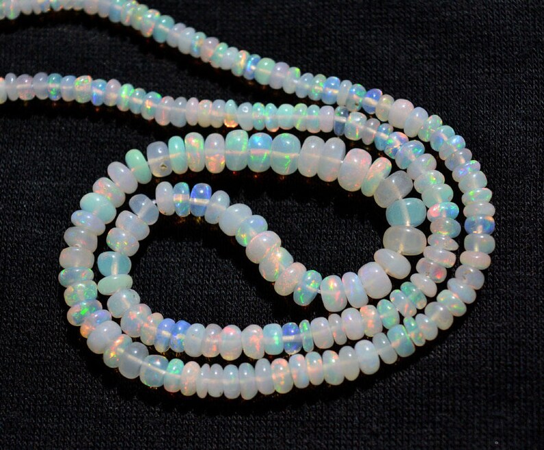 Ethiopian Opal Beads 3-7mm Welo Opal Natural Opal Plain Rondelle Beads 16 Inches Strand Smooth Opal Beads