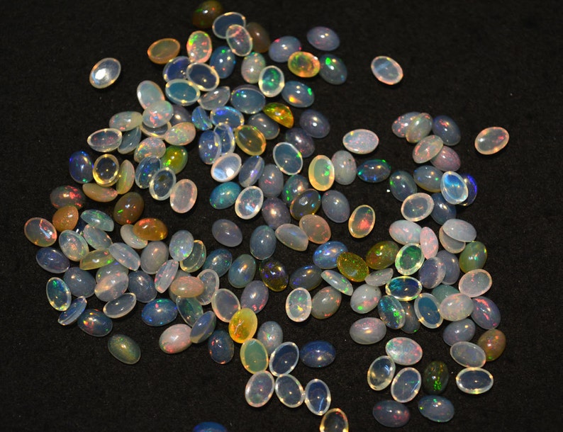 20 Pieces Welo Opal Oval Shape Cabochon 5x7mm Calibrated Ethiopian Opal Cabochon